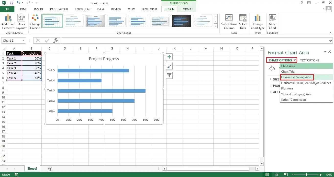 Create Progress Bar Chart in Excel Using Bar Chart 2