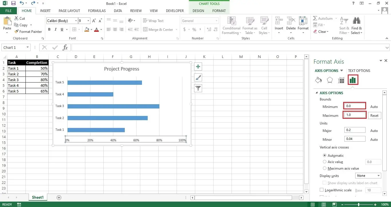 Create Progress Bar Chart in Excel Using Bar Chart 3