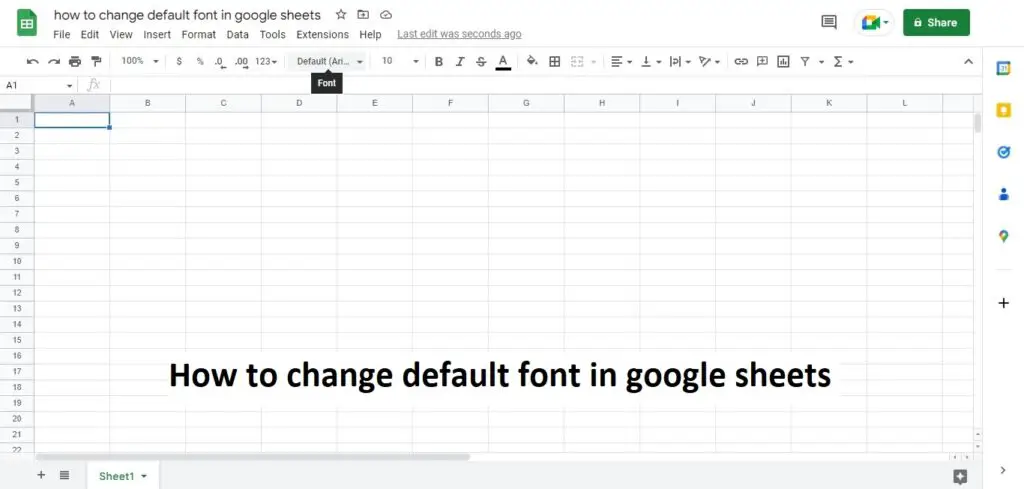 how to change default font in google sheets