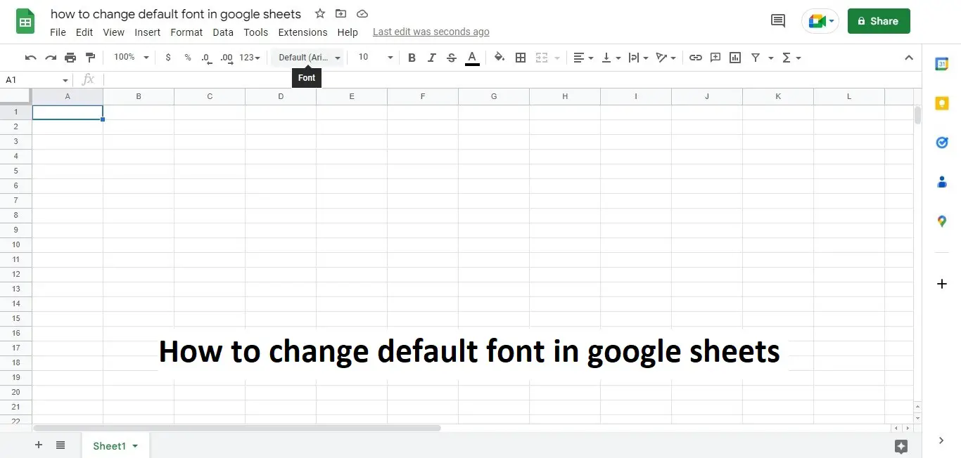 how to change default font in google sheets