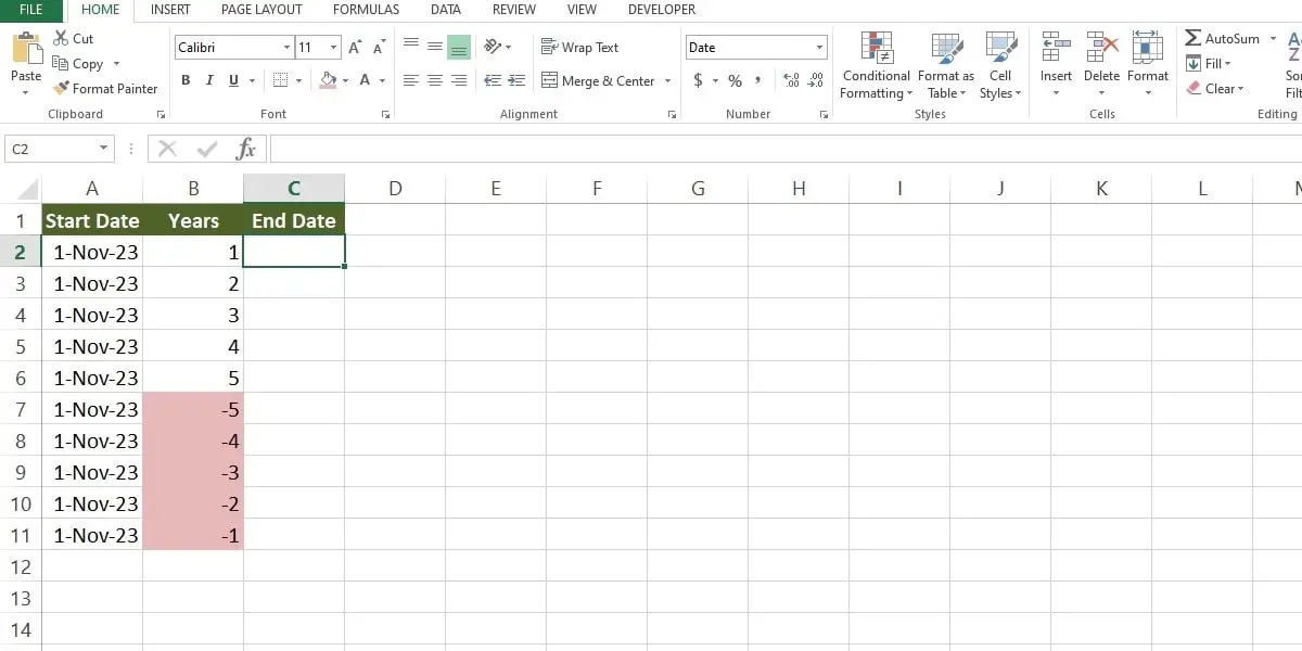 add years to a date in excel 1
