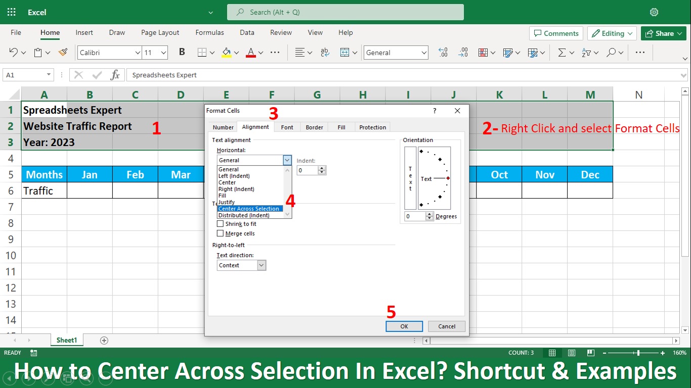 How to Center Across Selection In Excel? Shortcut & Examples