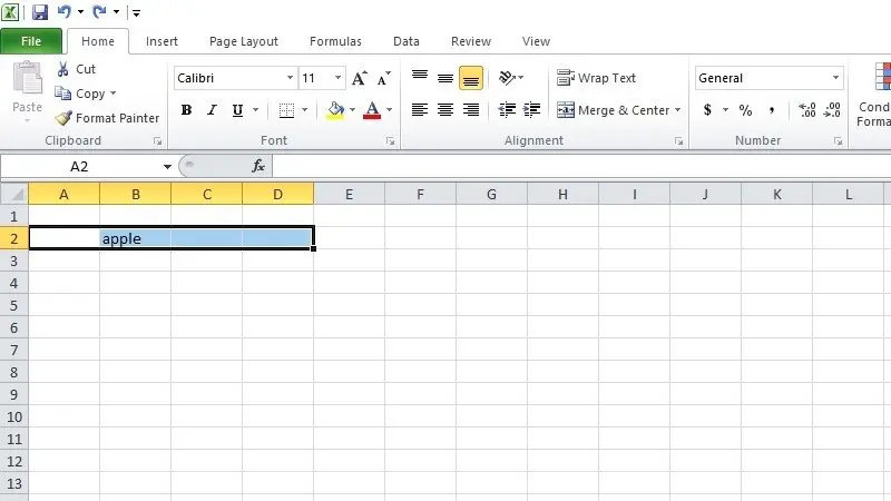center across selection in excel