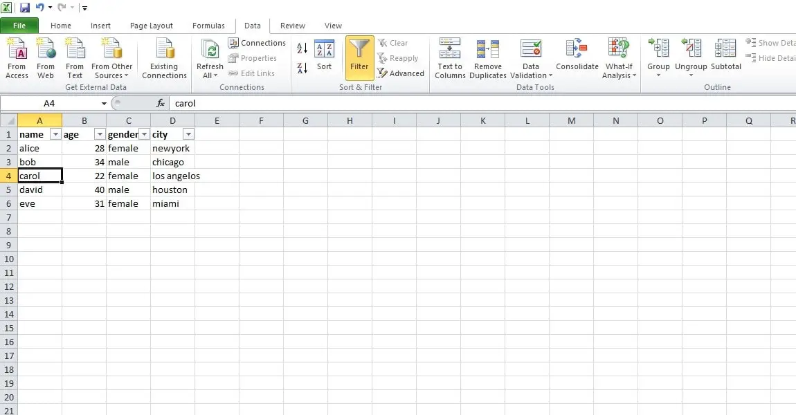 turn off filtering for cells to fix find not working in excel