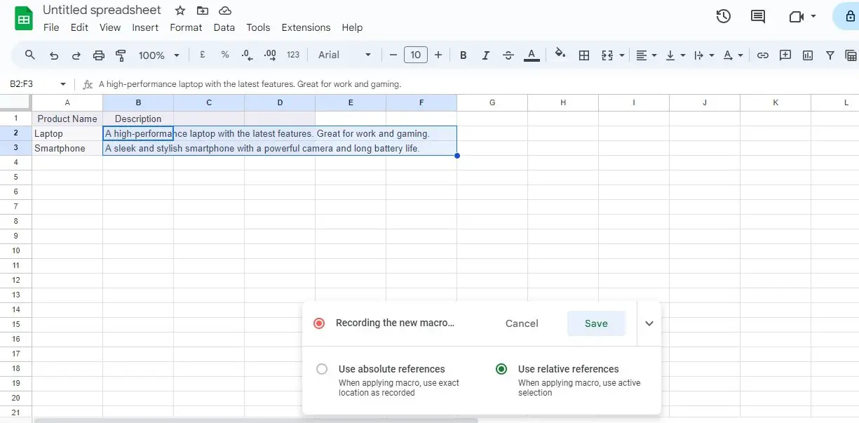 how to wrap text using macros 2 in google sheets