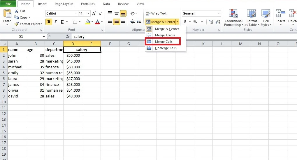 check merged cells if excel not working 2