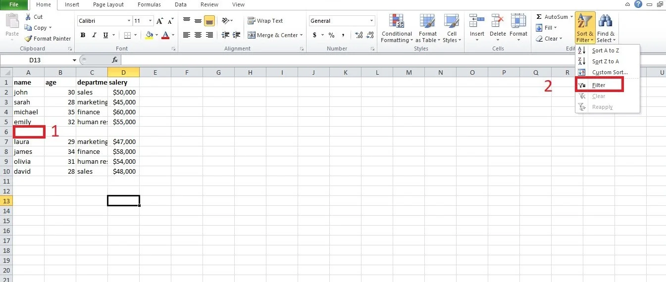 excel filter not working 2