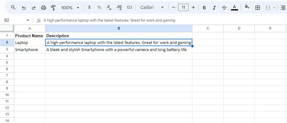 expanding text to fit in cells in google sheets