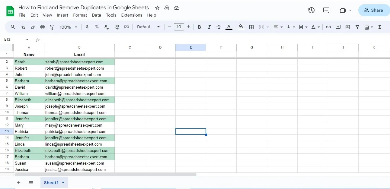 final how to find duplicates in google sheets