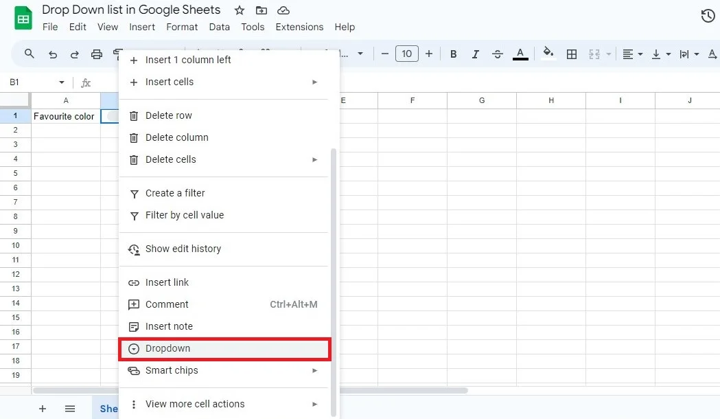 how to add drop down list in google sheets using existing data 2