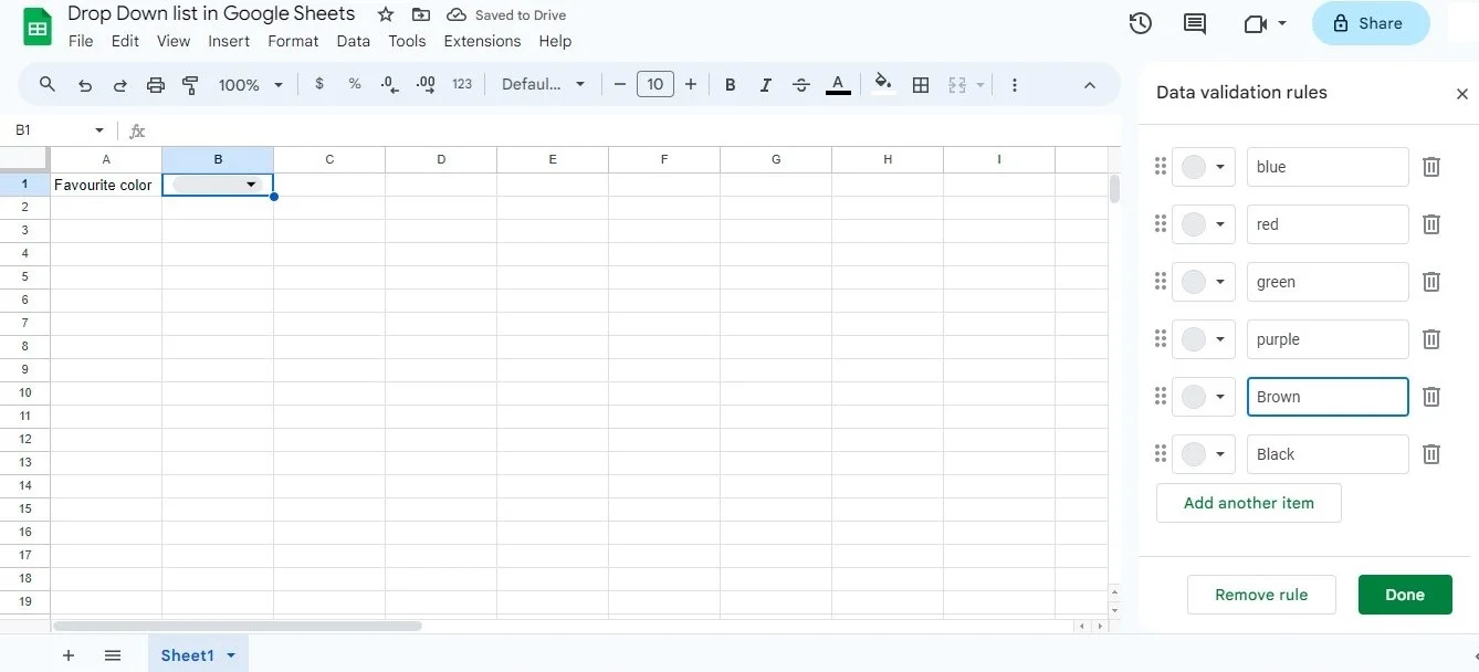 how to add drop down list in google sheets using existing data 4