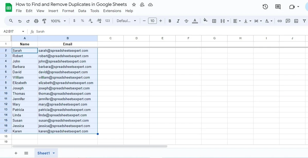 how to find duplicates in google sheets