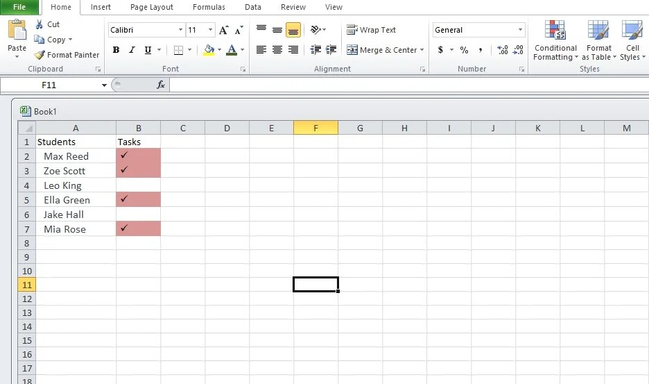 how to format check symbol in excel 3