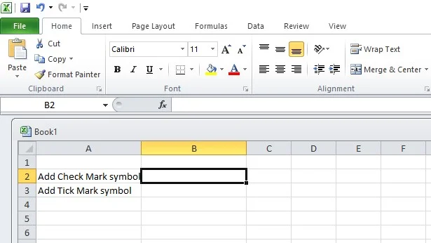 how to insert checkmark in excel using symbol command 1