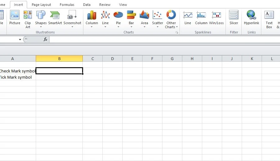 how to insert checkmark in excel using symbol command 2