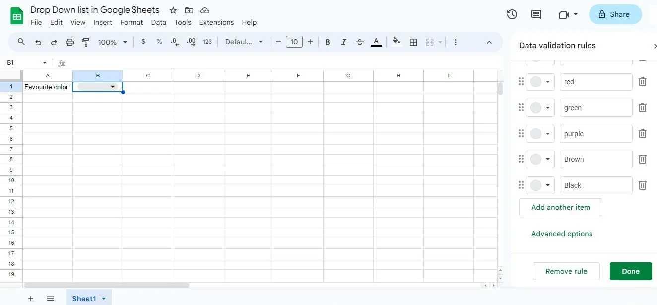 how to remove a drop down list in google sheets 