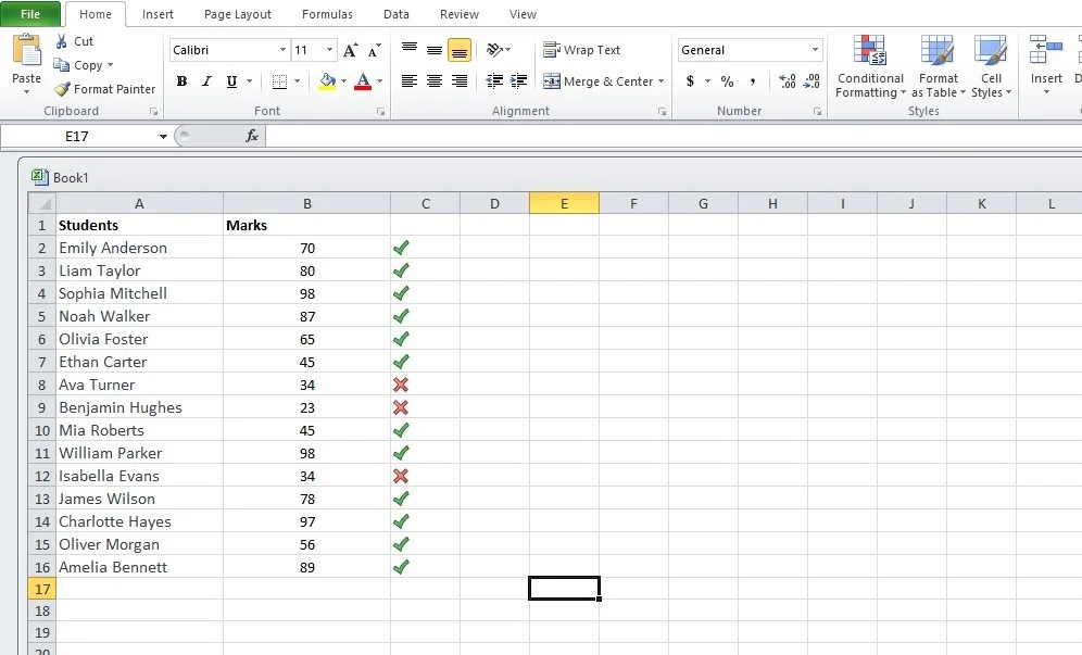 using conditional formatting to insert check mark in excel 8