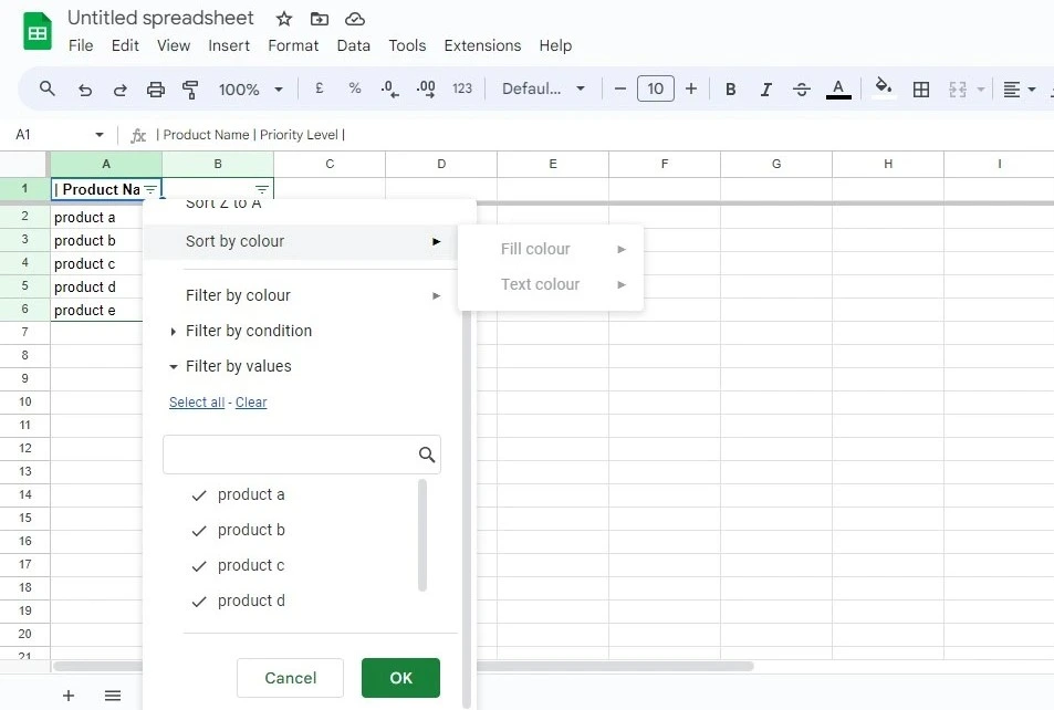 how to use filter to sort in google sheets 2