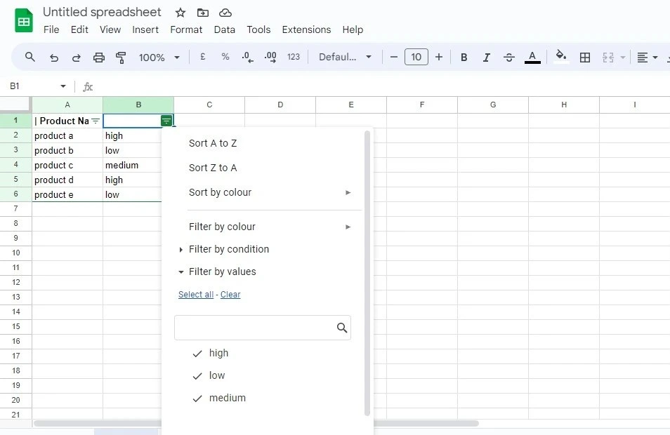 using filter for sorting in google sheets 2